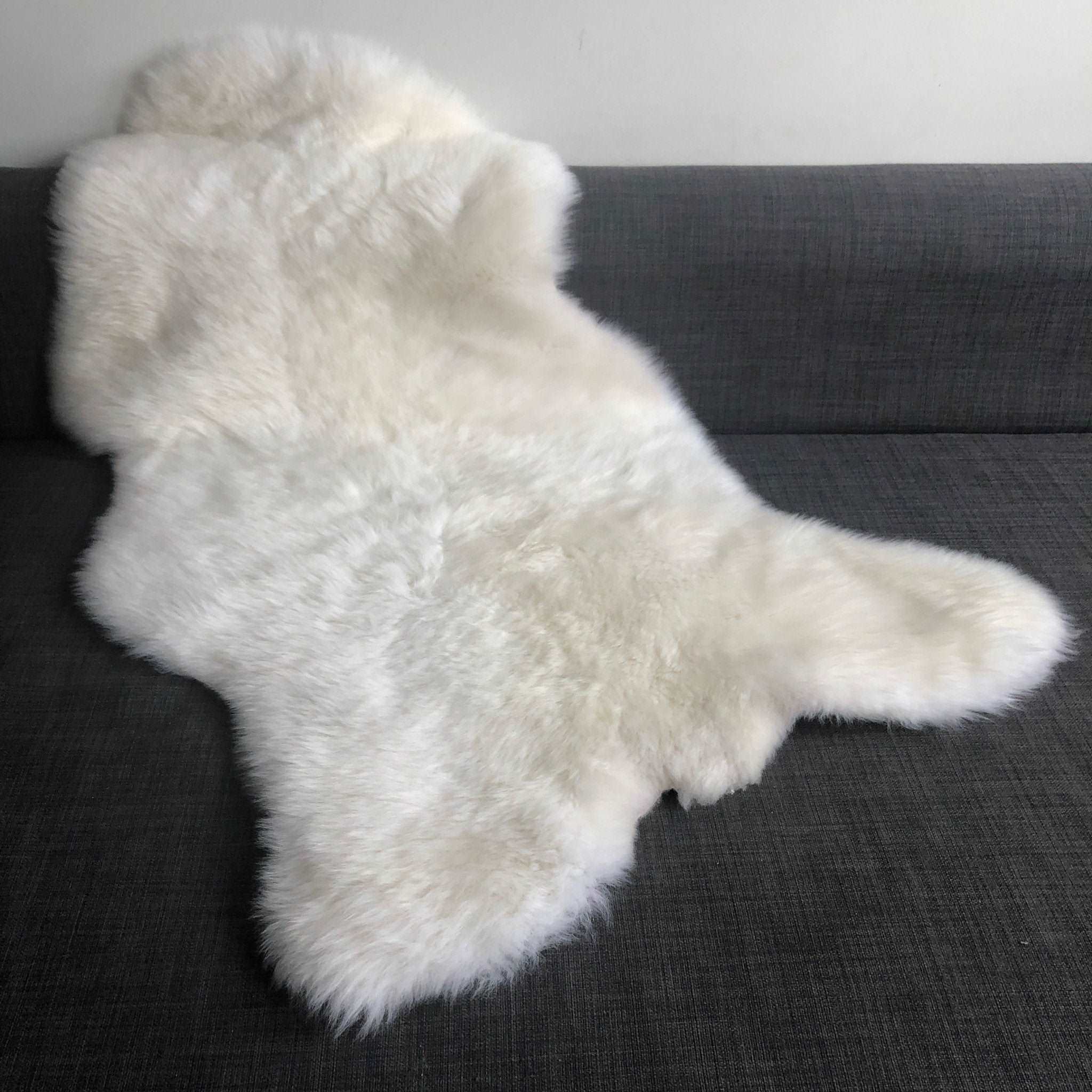 British Sheepskin Rug Hide Ivory White Small Short Fur - Wildash London