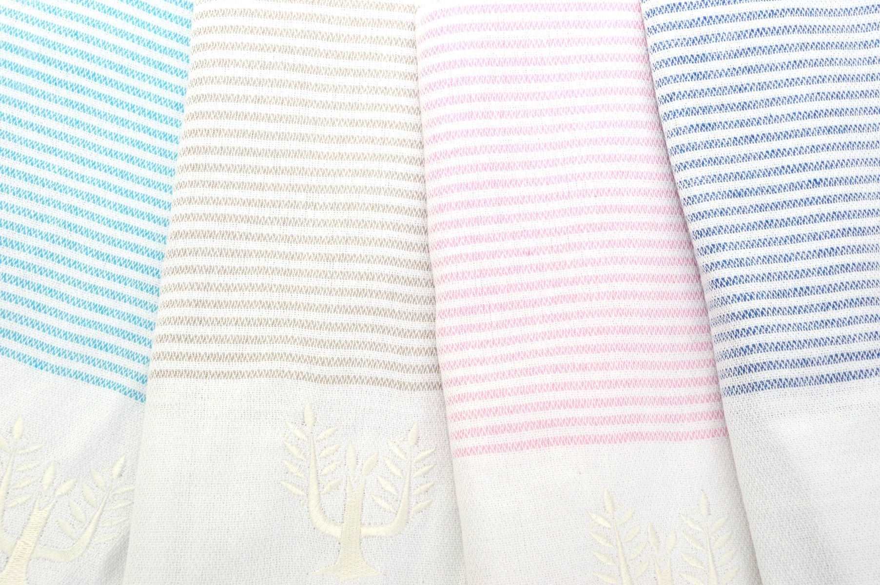 Cancun Striped Hammam Towel | Stone Beige | 100% Cotton - Wildash London