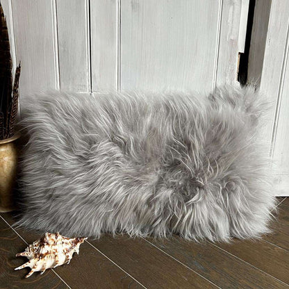 Cashmere Fur Cushion | Soft Grey 30cm x 50cm - Wildash London