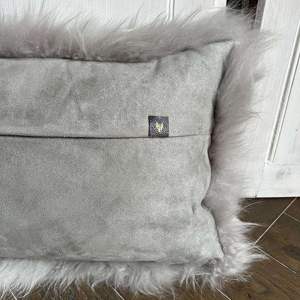 Cashmere Fur Cushion | Soft Grey 30cm x 50cm - Wildash London