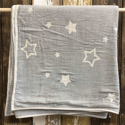 Constellations Jacquard Baby Blanket Throw 100% Cotton | Dove Grey | 100cm x 160cm - Wildash London