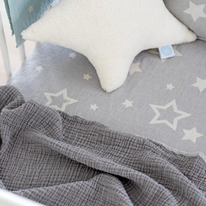 Constellations Jacquard Baby Blanket / Throw 100% Cotton | Dove Grey - Wildash London