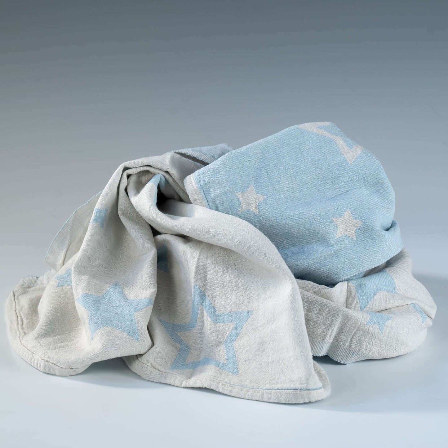 Constellations Jacquard Baby Blanket / Throw 100% Cotton | Sky Blue | 100cm x 160cm - Wildash London