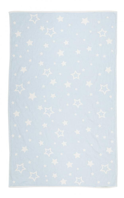 Constellations Jacquard Baby Blanket / Throw 100% Cotton | Sky Blue - Wildash London