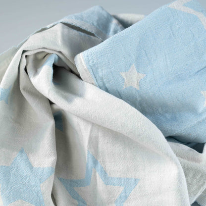 Constellations Jacquard Throw 100% Cotton | Sky Blue | 140cm x 170cm - Wildash London