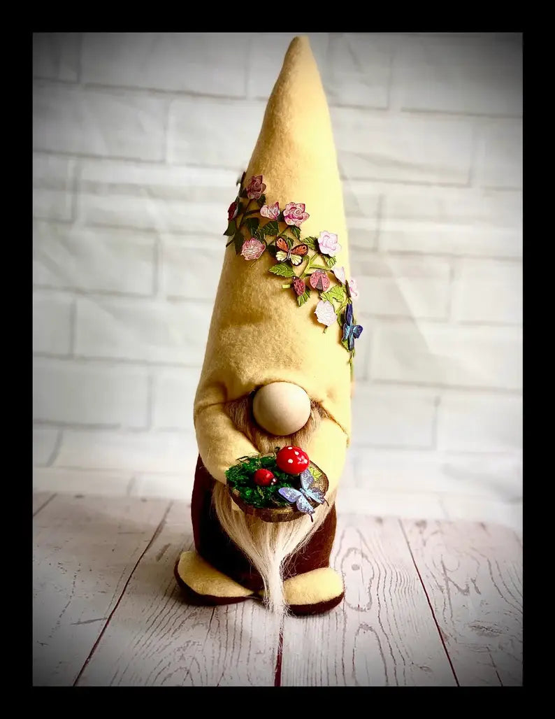 Handmade Woodland Nordic Gnome with Toadstool
