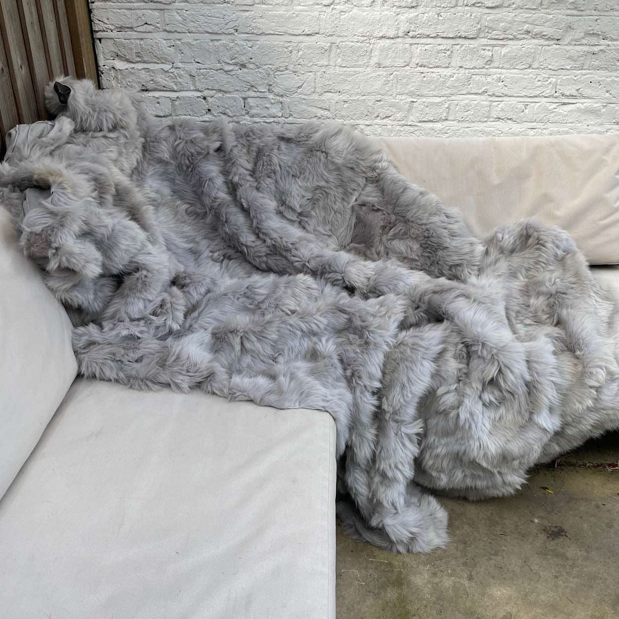 Dove Grey Shearling Throw | Fur Blanket | Sheepskin Rug | JUB2203 - Wildash London