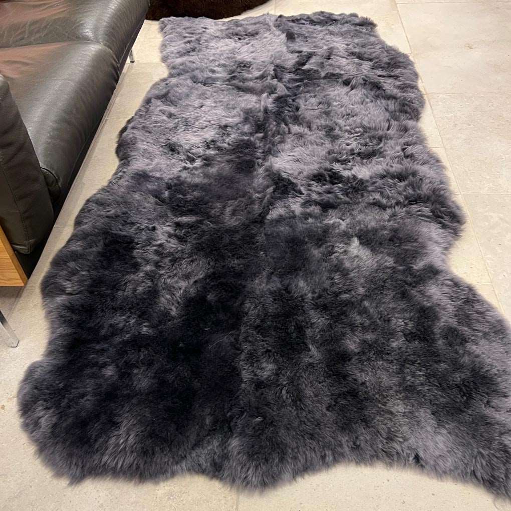 Ex-Display Icelandic Sheepskin Shorn Fur Rug Graphite Grey 100% Six Skin - Wildash London