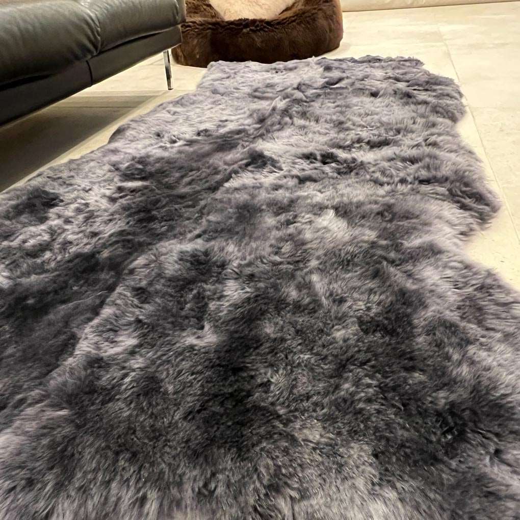 Ex-Display Icelandic Sheepskin Shorn Fur Rug Graphite Grey 100% Six Skin - Wildash London