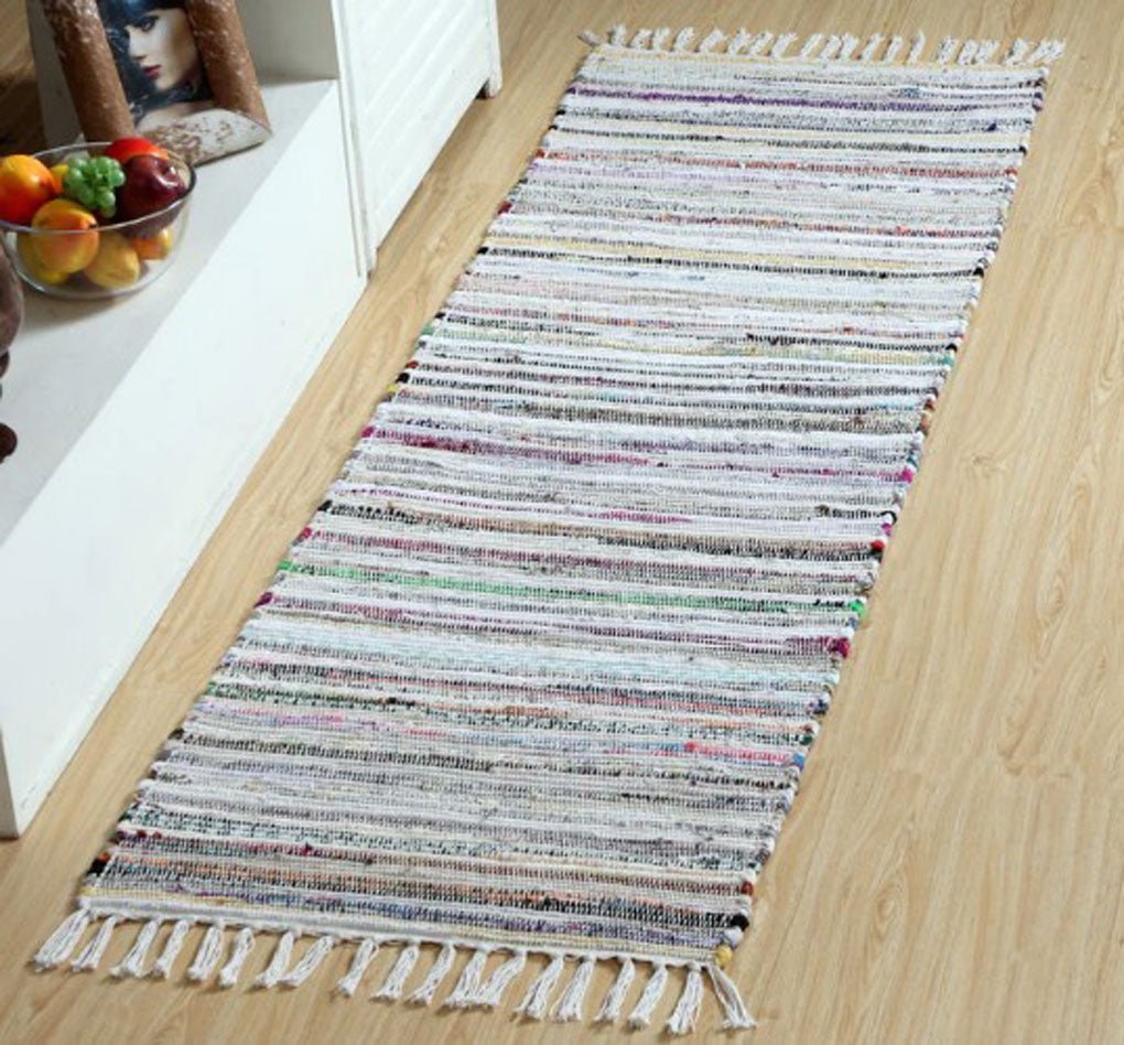 Festival Rag Rug | 100% Recycled Cotton Blend Rug | Pastels | 75cm x 120cm - Wildash London