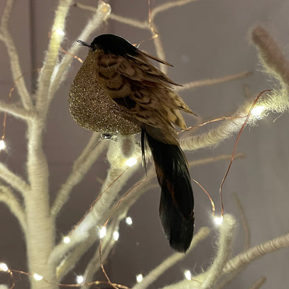 Gold Glitter Bird Tree Decoration - Wildash London