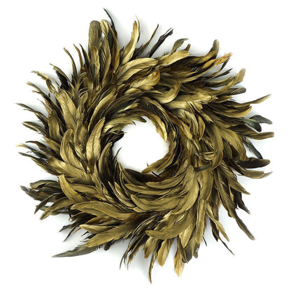 Gold Schlappen Feather Wreath 40cm - Wildash London