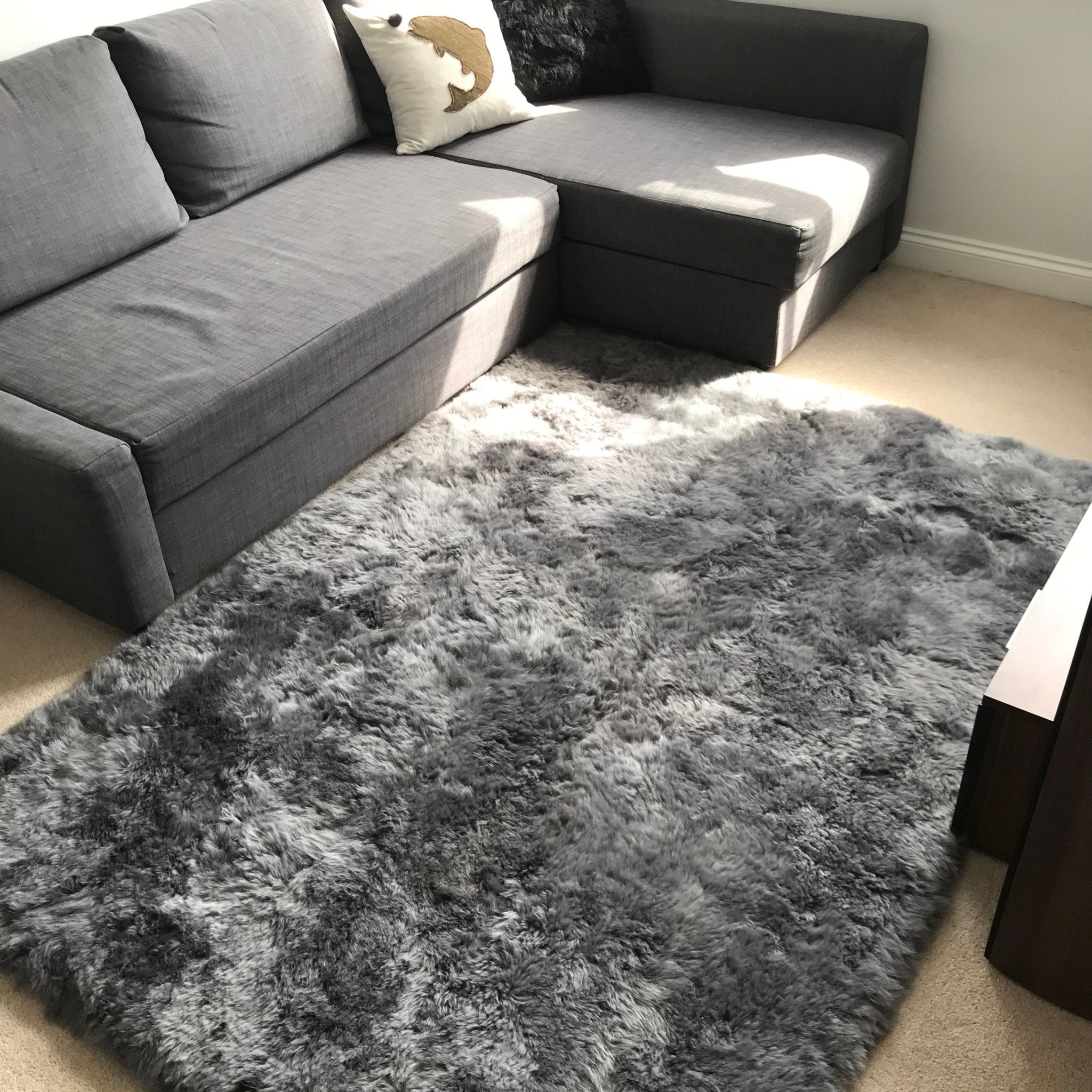 Gorgeous Icelandic Sheepskin Rug Cool Grey Shorn 50mm Straight Edges Rectangular ALL SIZES AVAILABLE - Wildash London