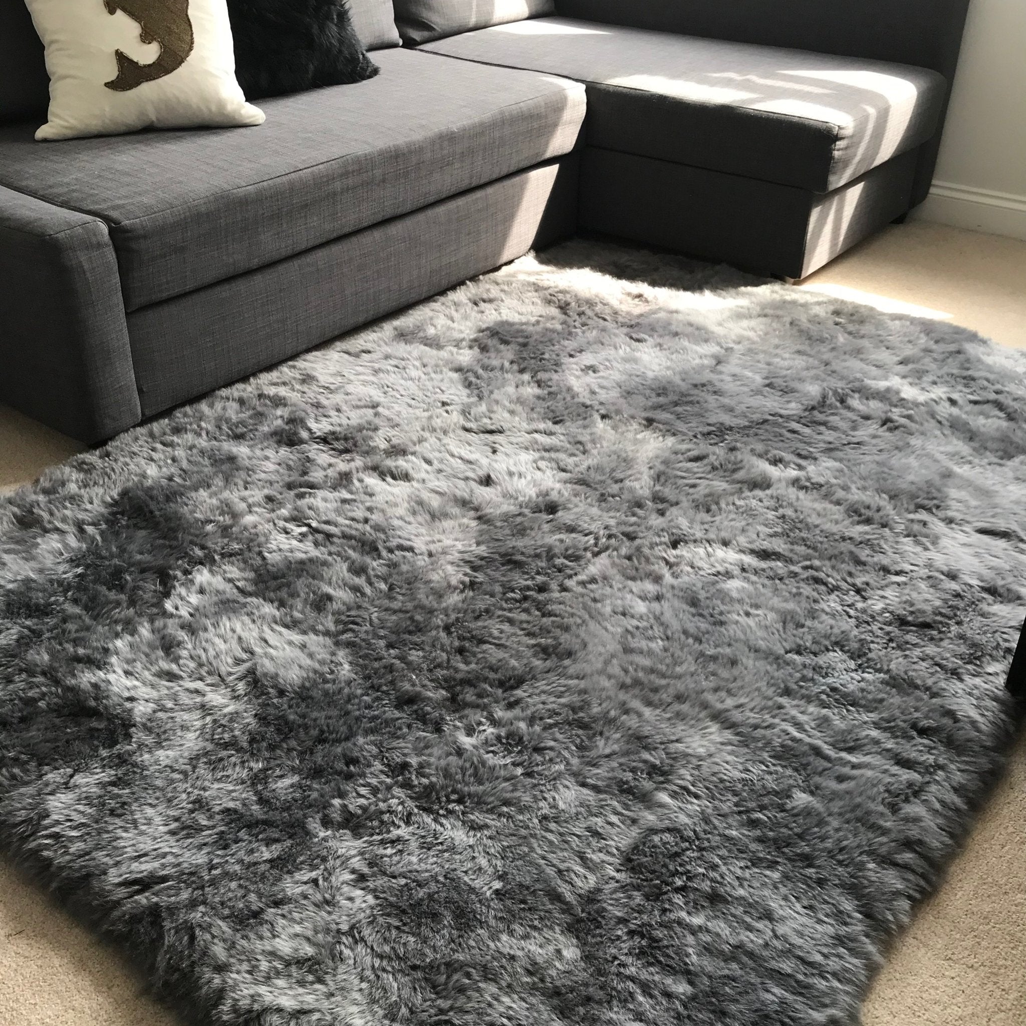 Gorgeous Icelandic Sheepskin Rug Cool Grey Shorn 50mm Straight Edges Rectangular ALL SIZES AVAILABLE - Wildash London