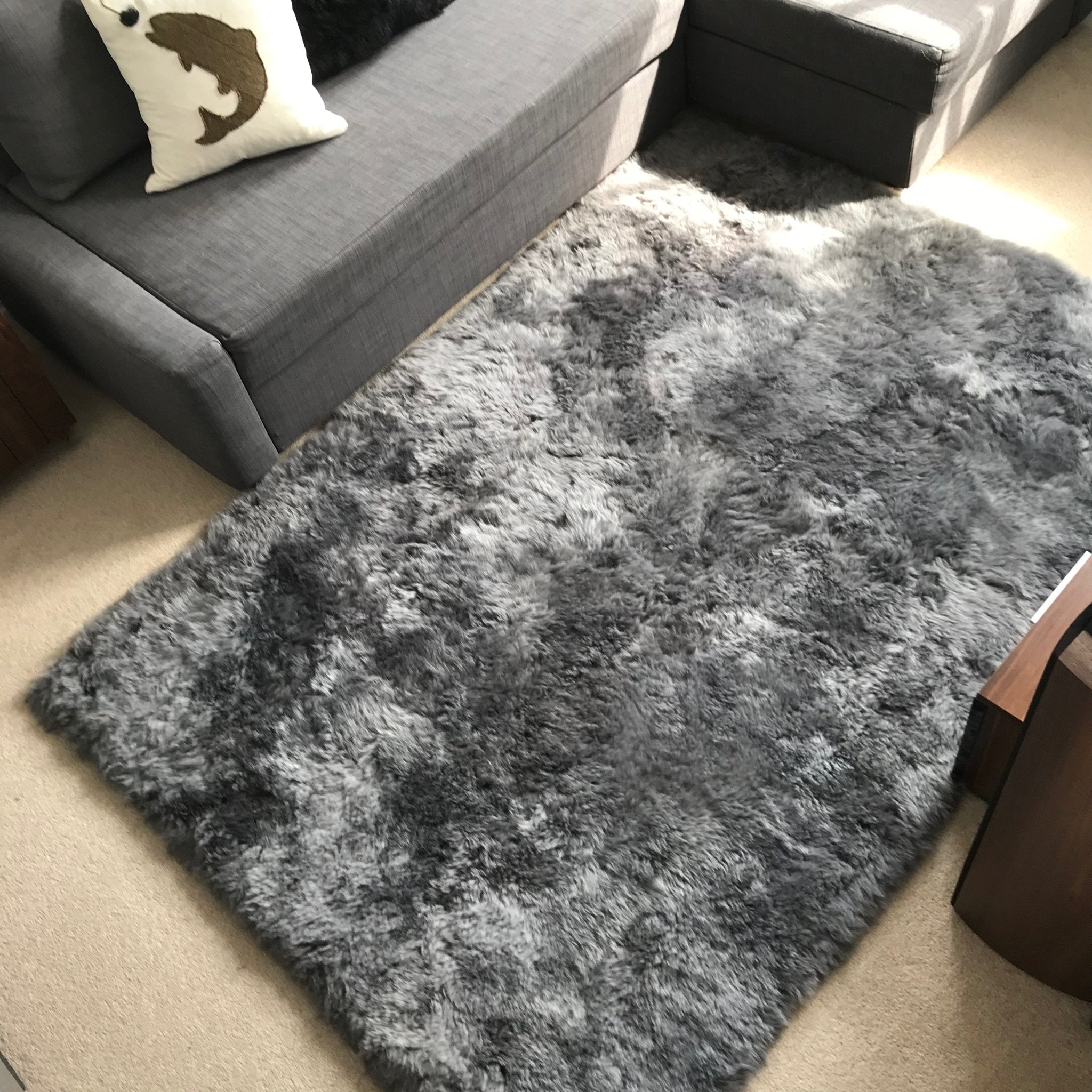 Gorgeous Icelandic Sheepskin Rug Cool Grey Shorn 50mm Straight Edges Rectangular ALL SIZES AVAILABLE - Wildash London