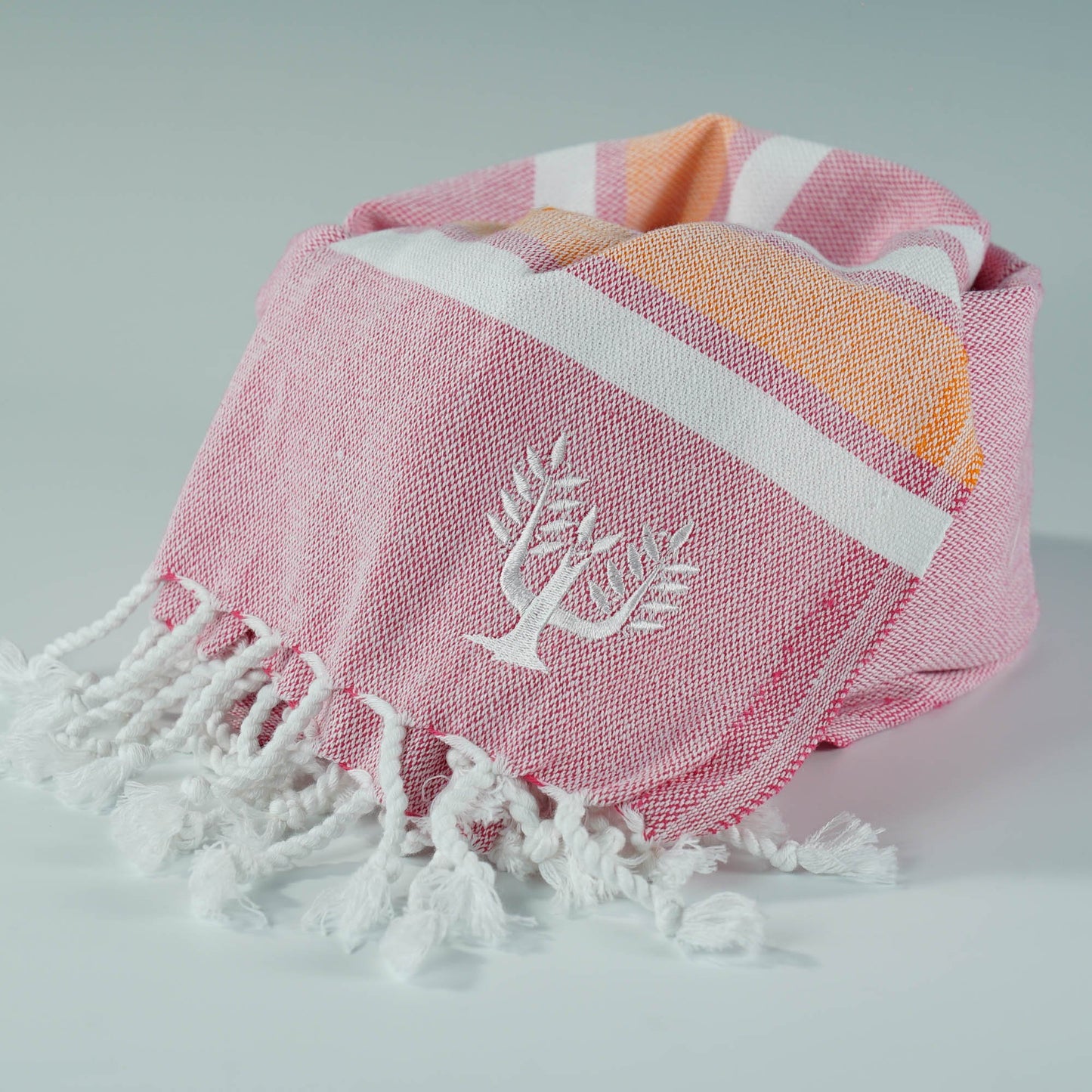 Hampton Hammam Towel | Pink & Orange | Wildash London - Wildash London