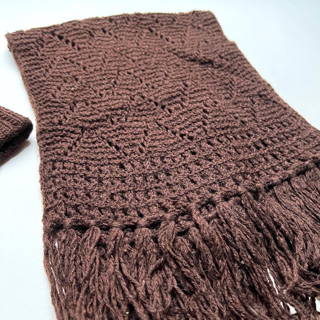 Hand-knitted Cashmere Scarf & Hat Set | Chocolate Brown - Wildash London