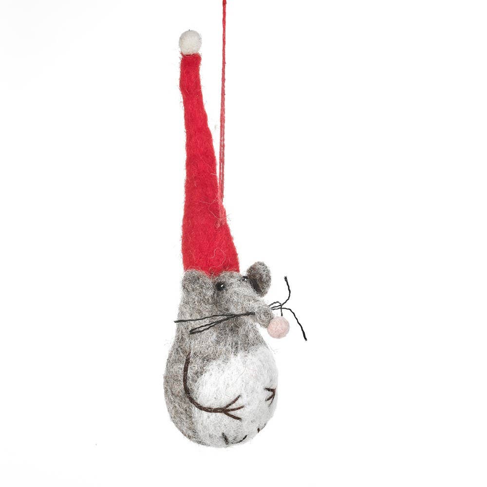 Handmade Felt Biodegradable | Christmas Little Fella | Hanging Ornaments - 4cm x 18cm - Wildash London