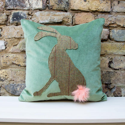 Harrold the Hare Lop Eared Islay Tweed Countryside Cushion - Wildash London