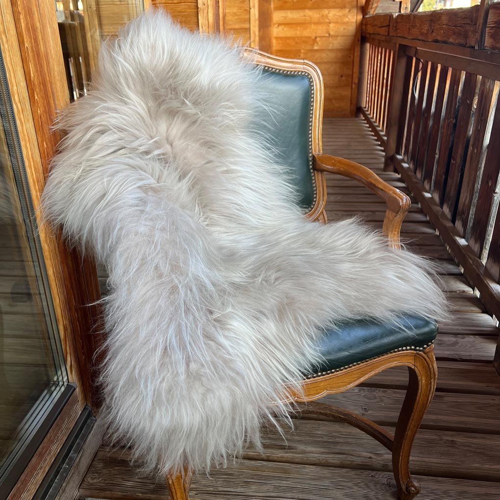 Icelandic Longhair Sheepskin Throw Dove Grey | Sheep Skin Rug - Wildash London