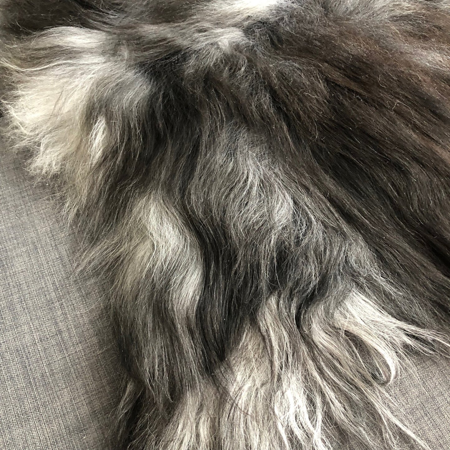 Icelandic Natural Dark Greys Undyed Longhair Sheepskin Ecofriendly Sustainably Tanned - Wildash London