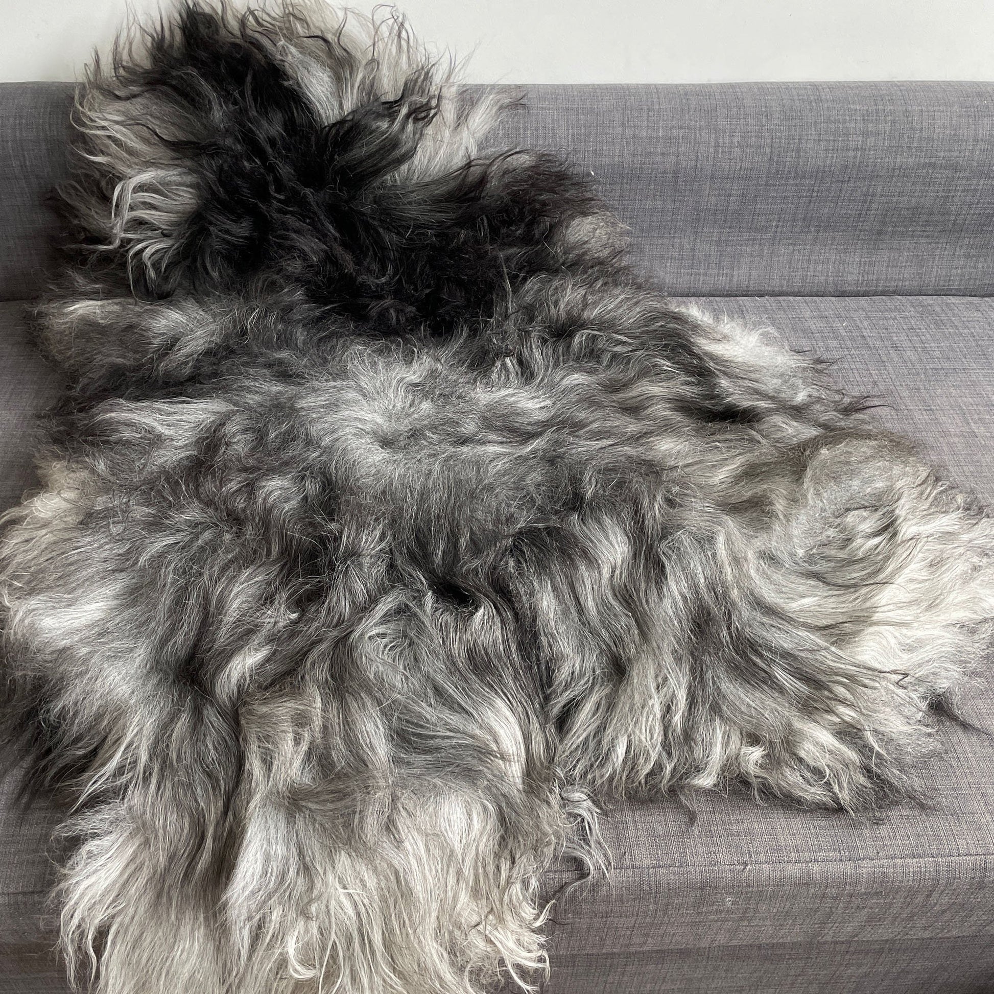 Icelandic Natural Grey Undyed Longhair Sheepskin Unique Ecofriendly Sustainably Tanned 0706ILG03 - Wildash London