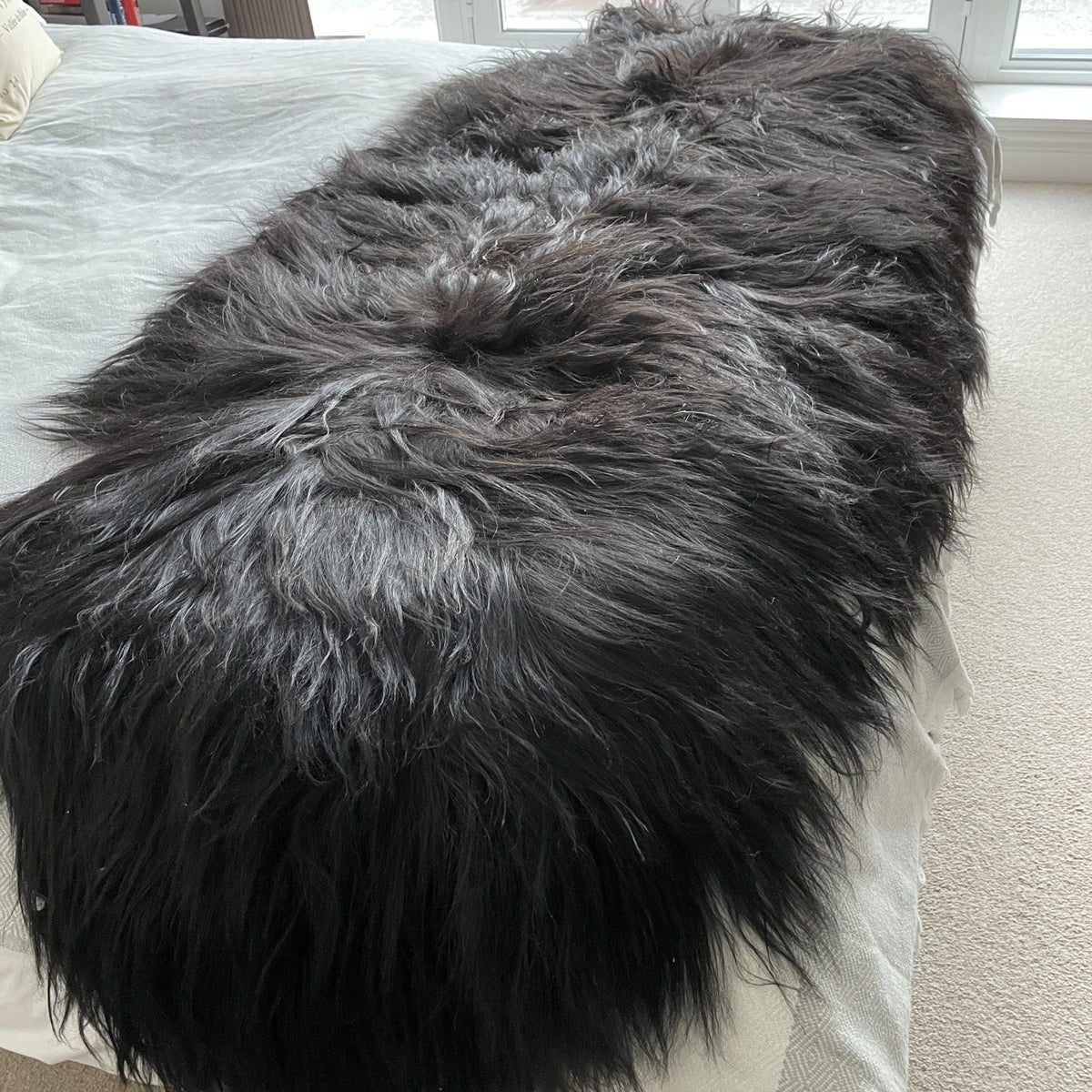Icelandic Sheepskin Long Fur Rug 100% Natural White Throw Back 2 Back ...