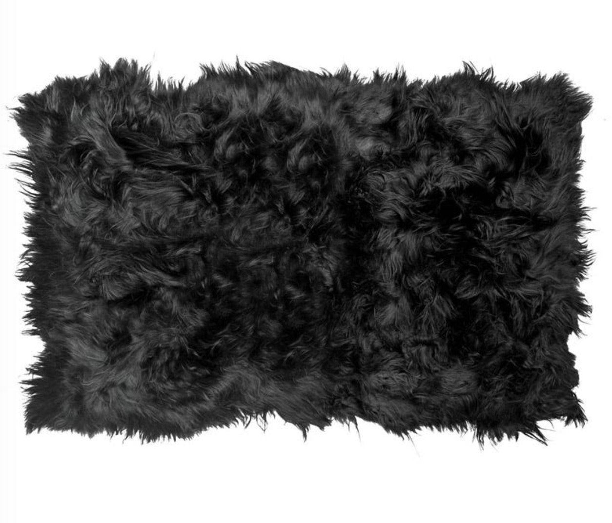 Icelandic Sheepskin Long Fur Rug 100% Natural Black Sheep Skin Throw ALL SIZES available Double, Triple, Quad, Penta, Sexto, Octo - Wildash London
