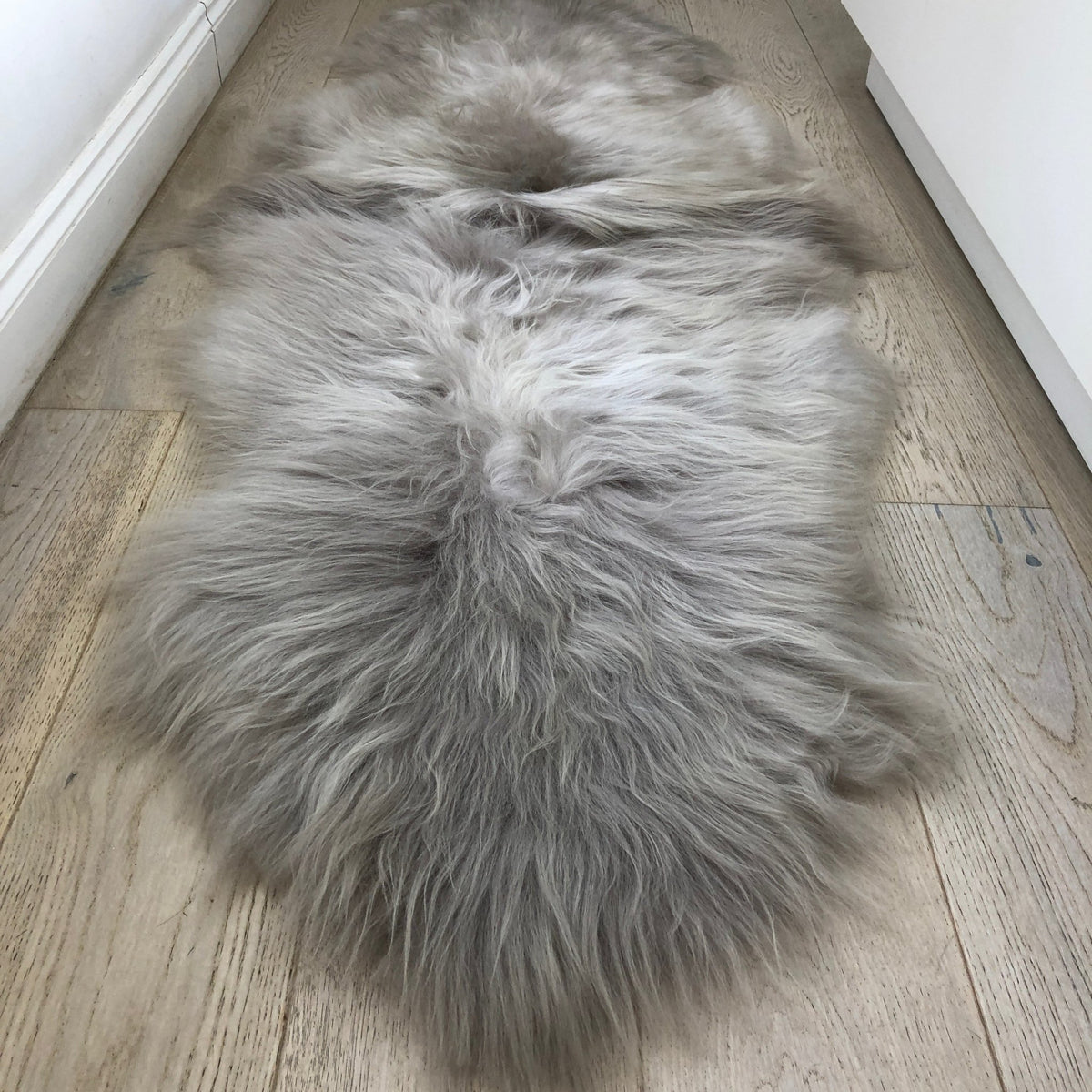 Icelandic Sheepskin Long Fur Rug Dove Grey Throw ALL SIZES | Wildash London