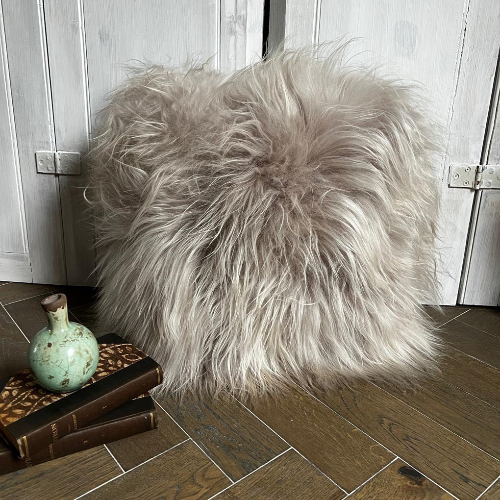 Grey sheepskin cushion best sale