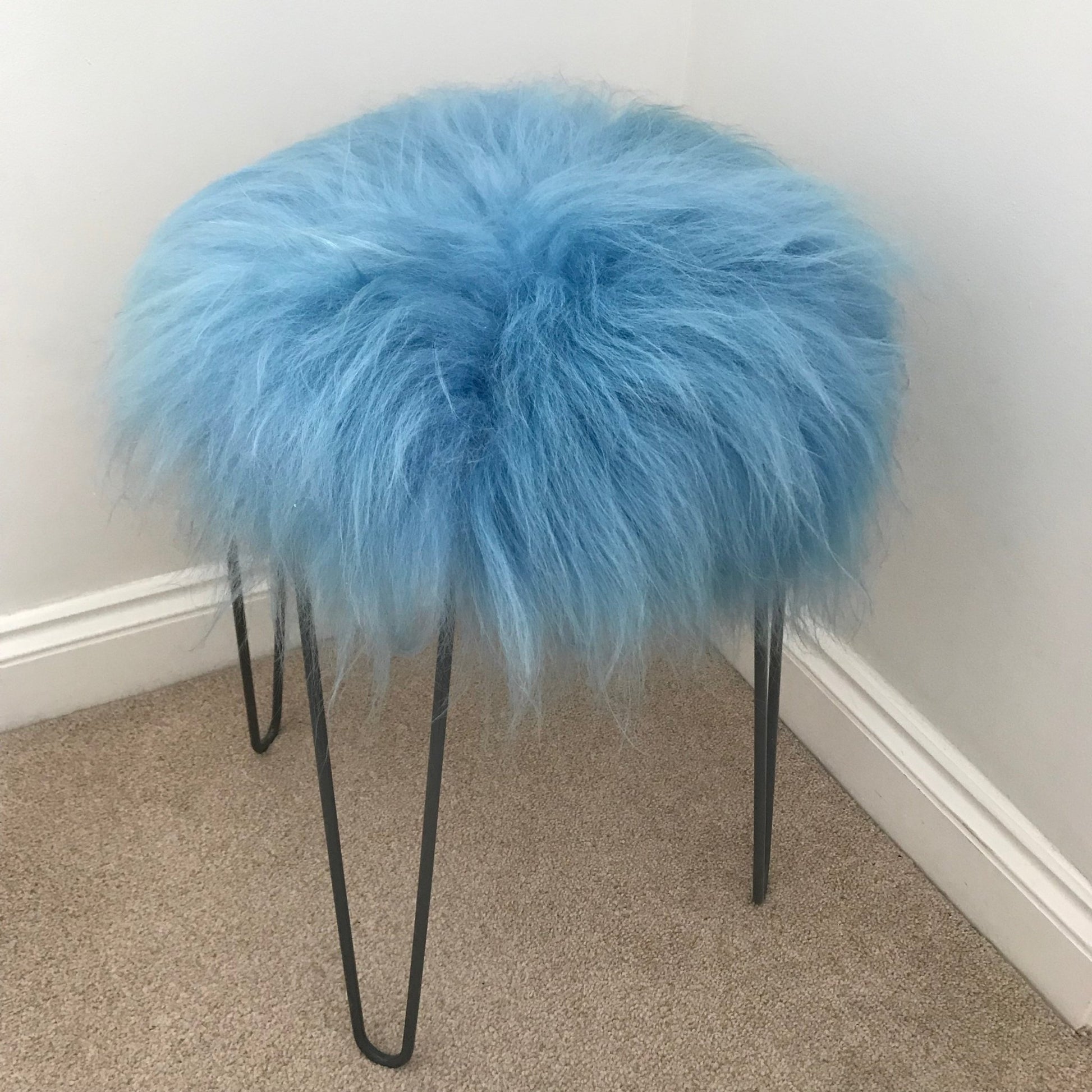 Icelandic Sheepskin Roundie Seat Cover Duck Egg Blue Long 35cm - Wildash London
