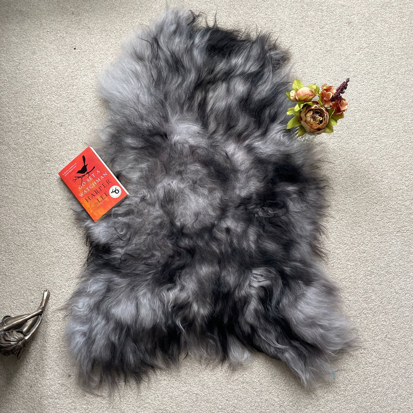 Icelandic Sheepskin Rug 100% Natural Sheep Skin Rich Grey - Wildash London