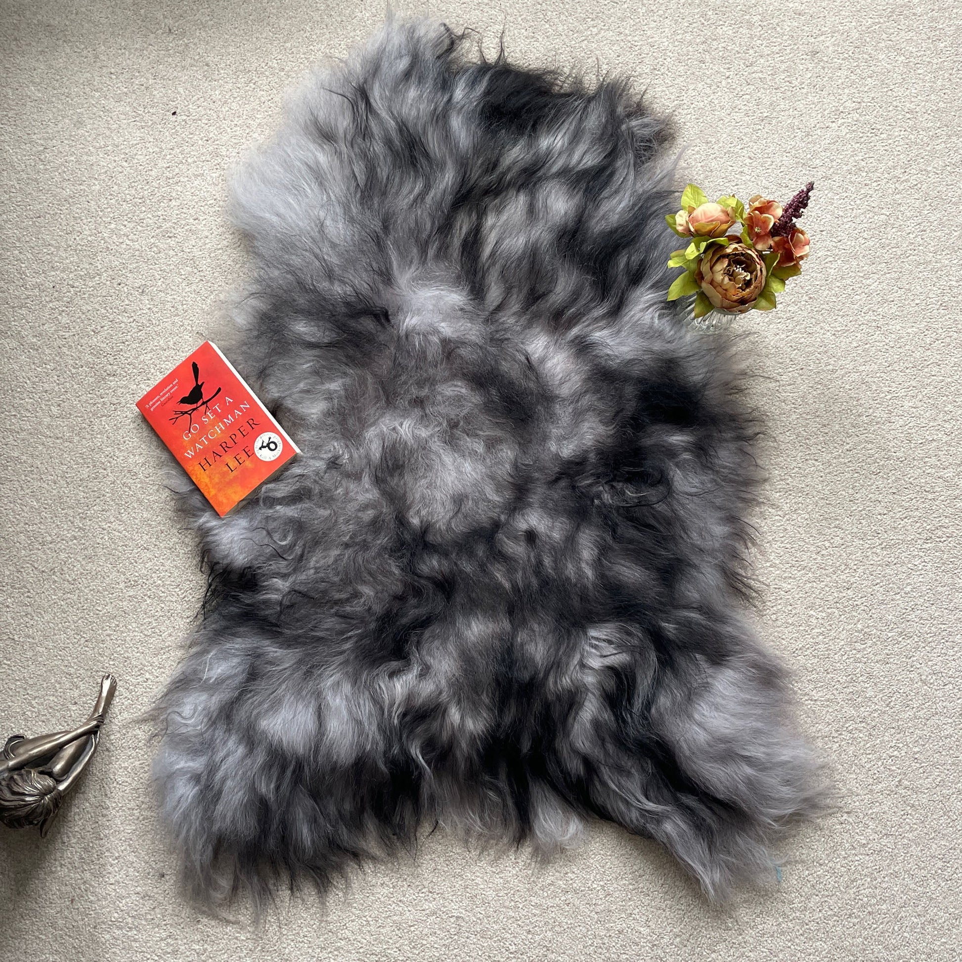 Icelandic Sheepskin Rug 100% Natural Sheep Skin Rich Grey - Wildash London