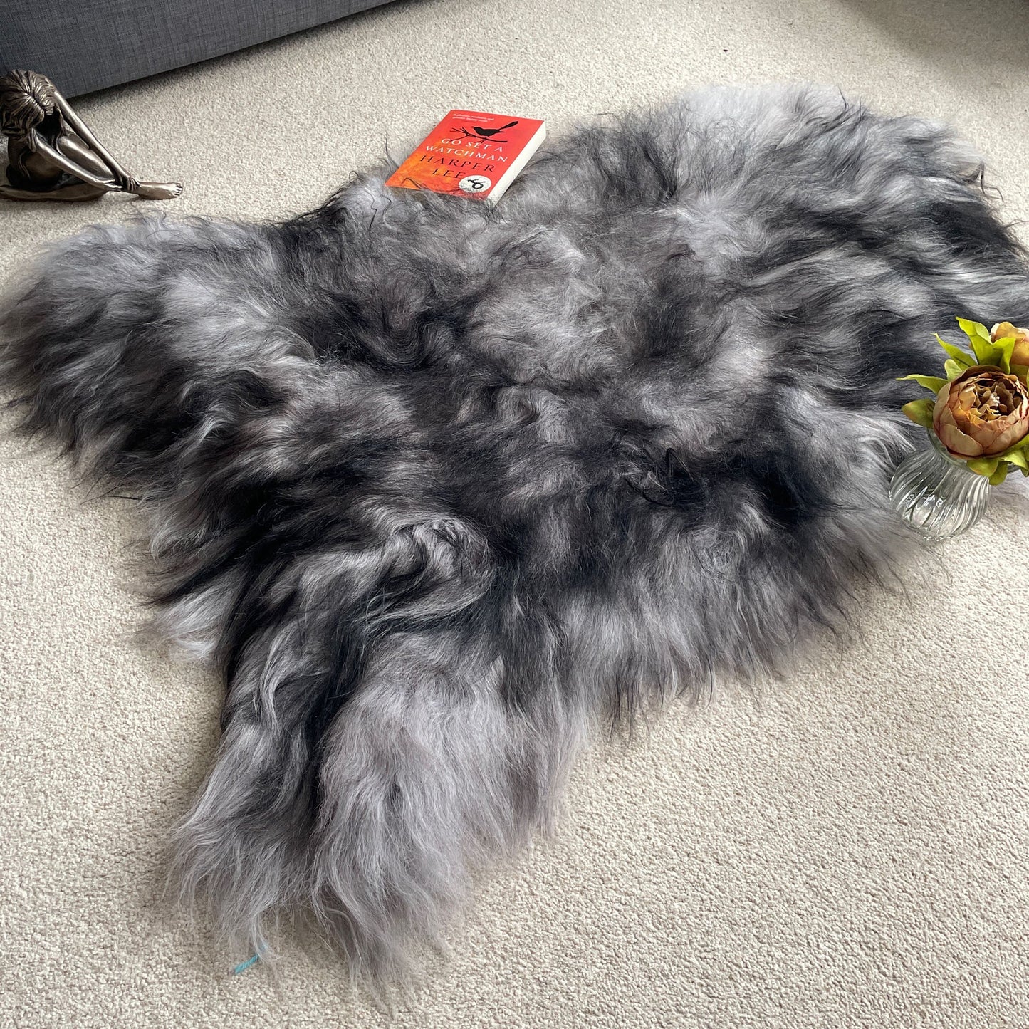 Icelandic Sheepskin Rug 100% Natural Sheep Skin Rich Grey - Wildash London