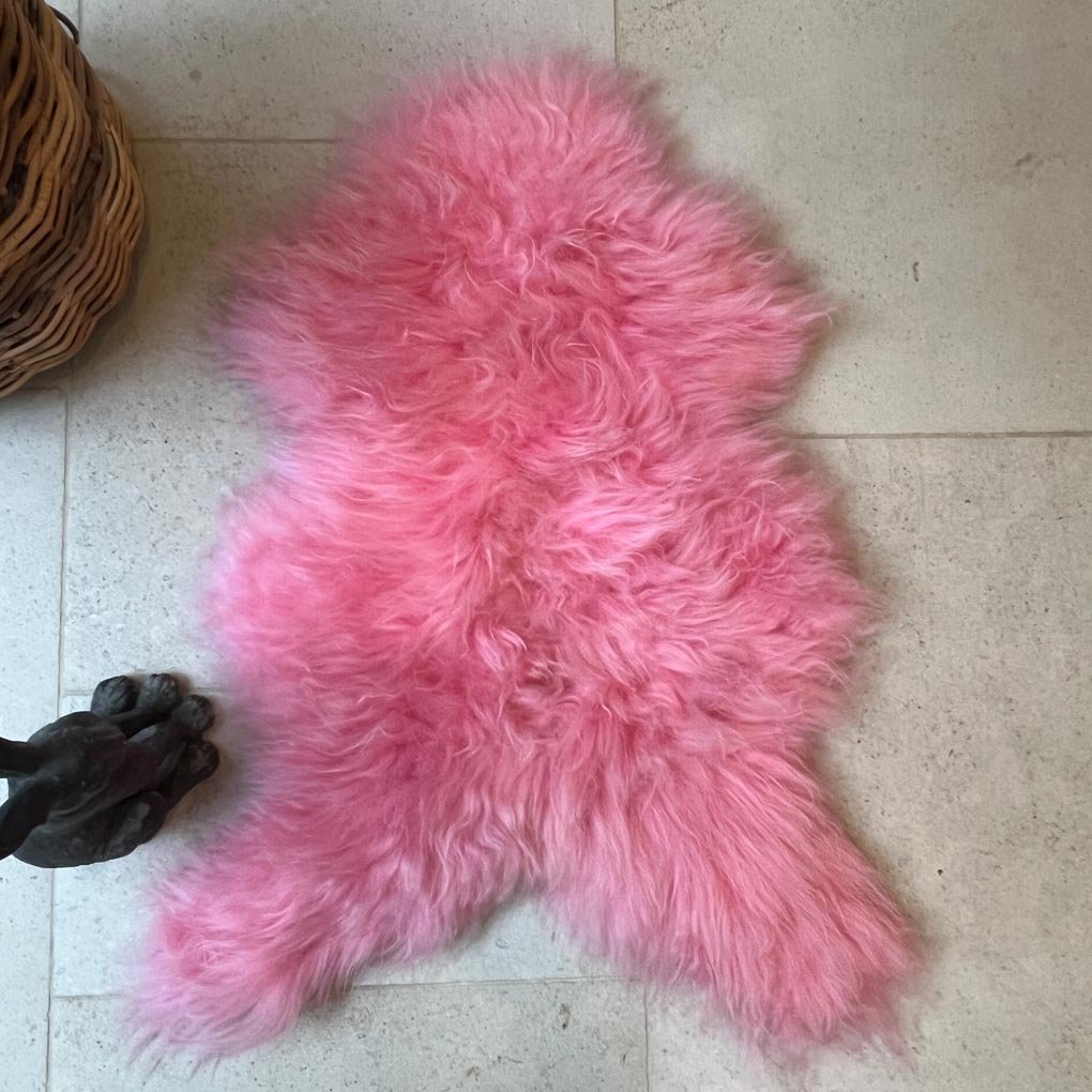 Icelandic Sheepskin Rug 100% Natural Throw | Pink Candy Floss - Wildash London