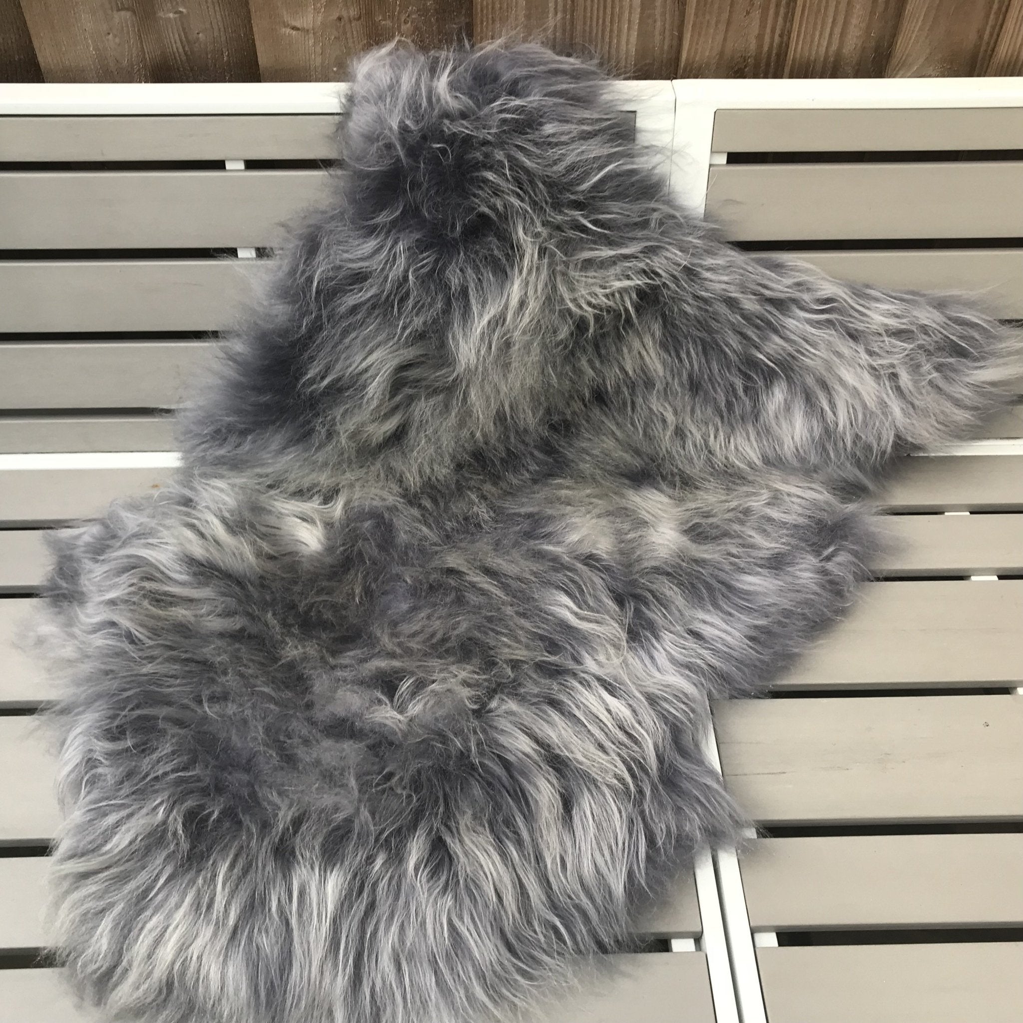 Icelandic Sheepskin Rug Cool Grey Long Fur Throw - Wildash London