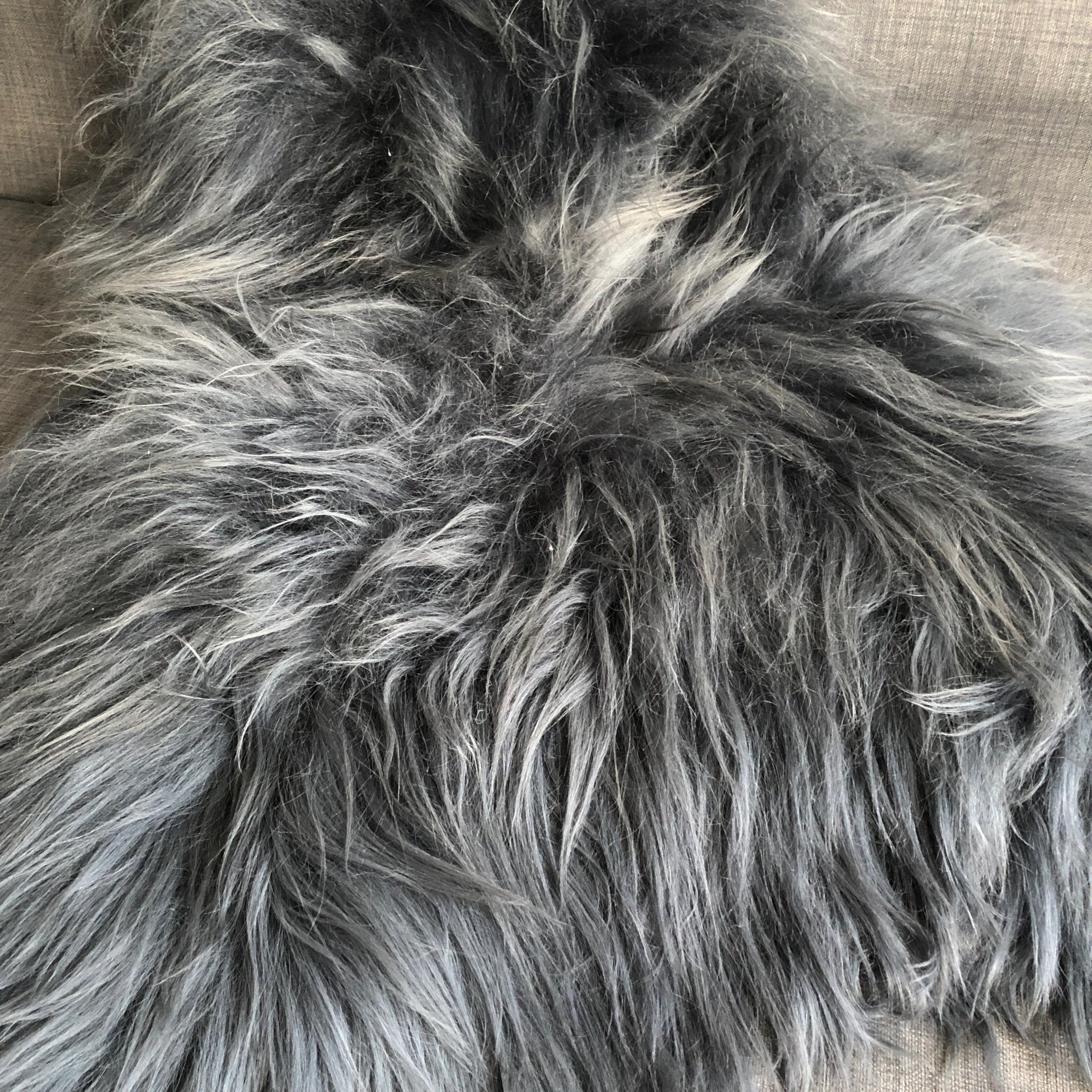 Icelandic Sheepskin Rug Long Fur Dark Graphite Grey - Wildash London