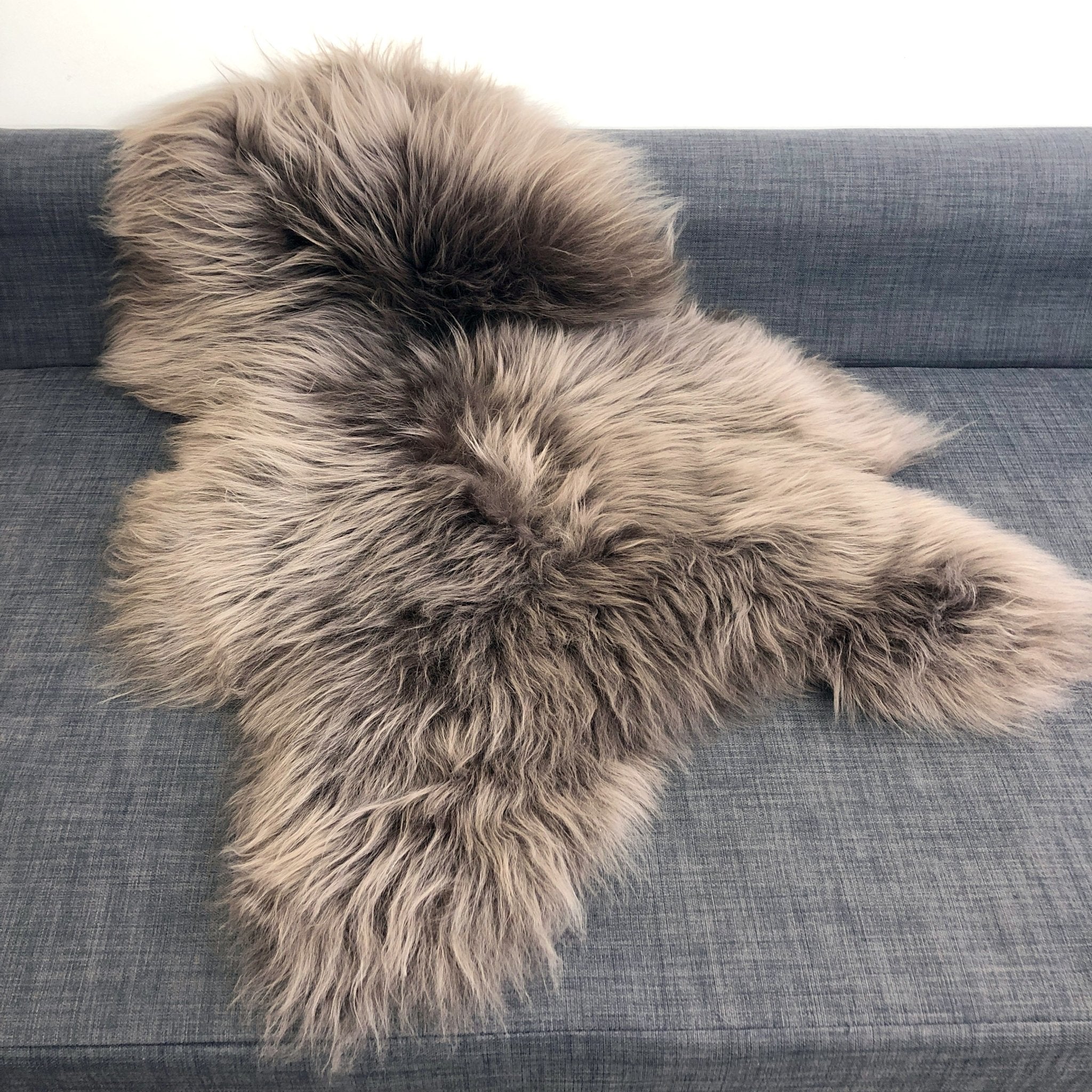 Icelandic Sheepskin Rug Taupe Long Fur | Fleece | Medium - Wildash London