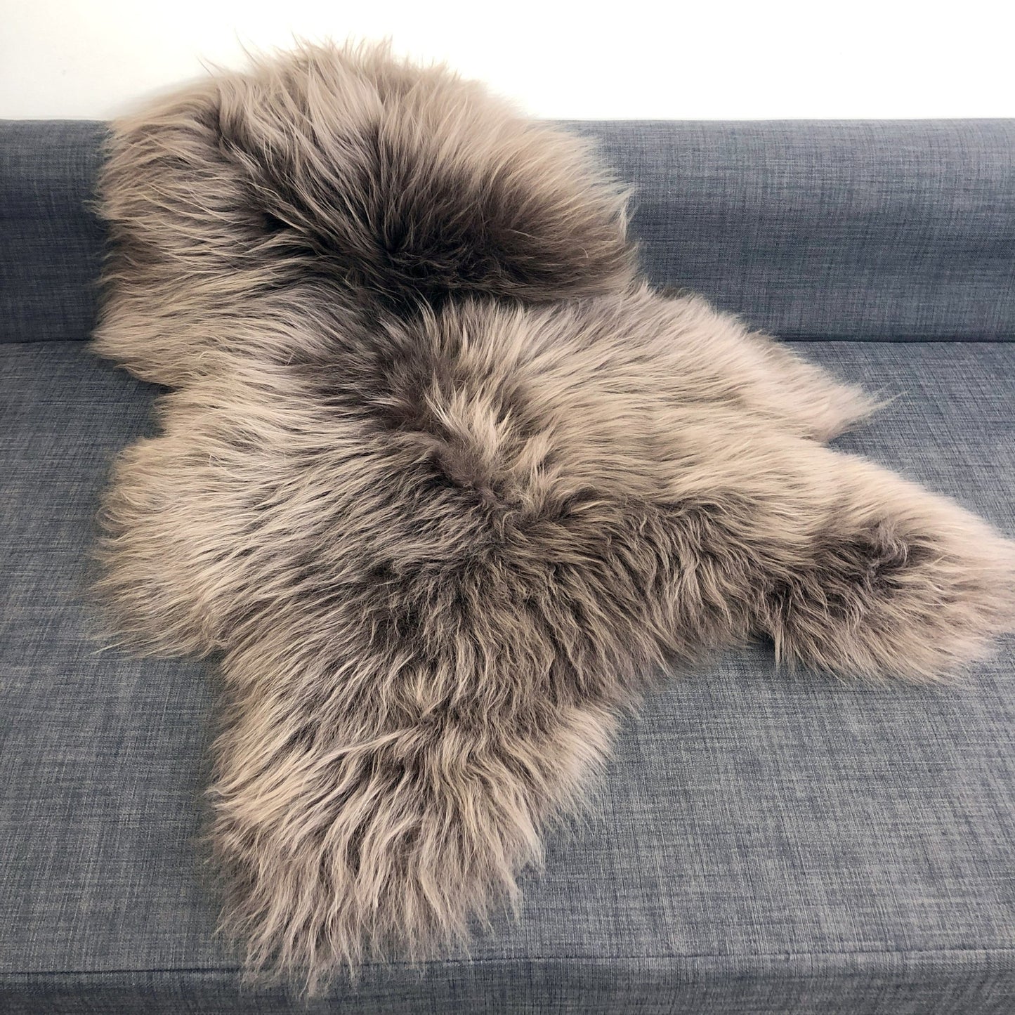 Icelandic Sheepskin Rug Taupe Long Fur | Fleece | Medium - Wildash London