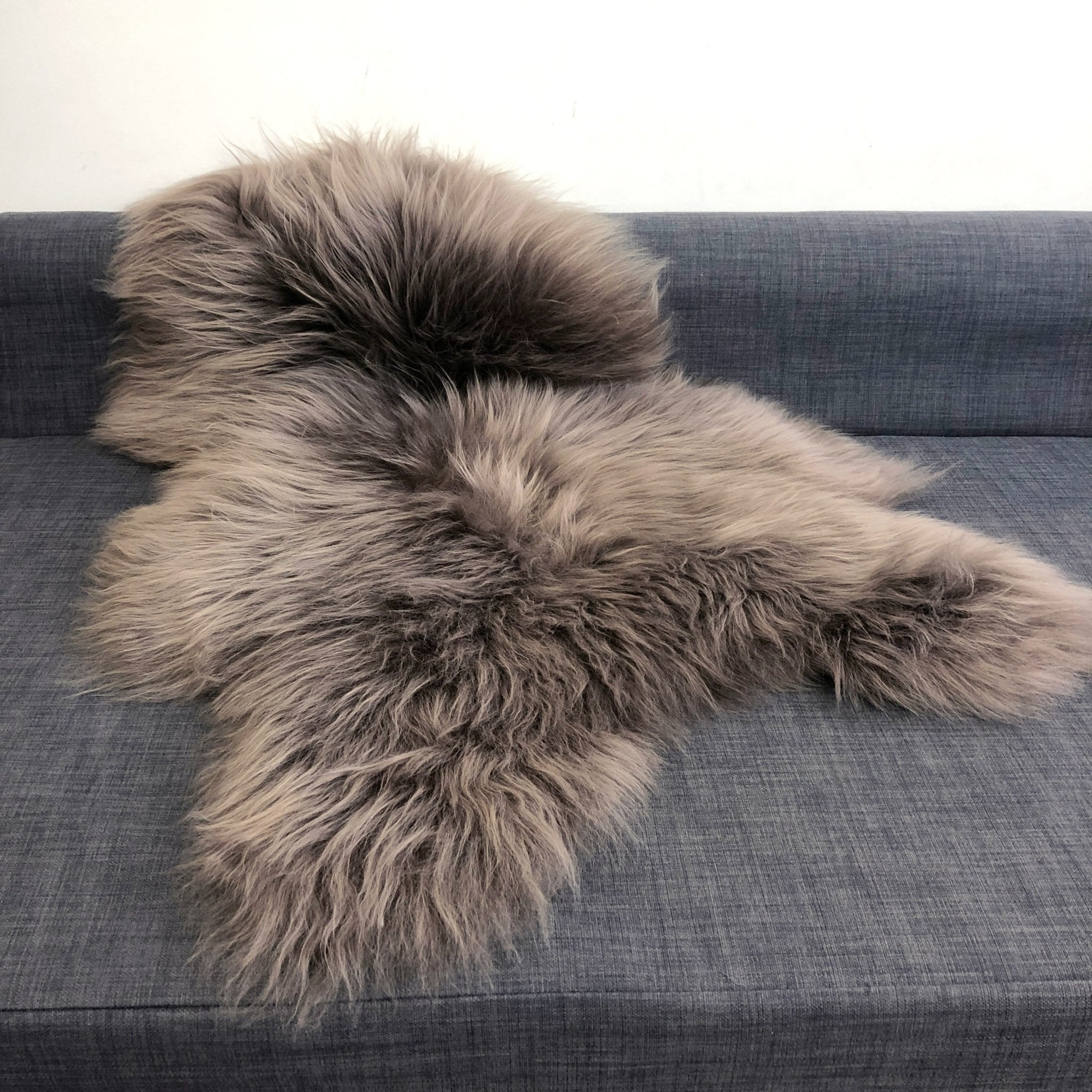 Icelandic Sheepskin Rug Taupe Long Fur | Fleece | Medium - Wildash London