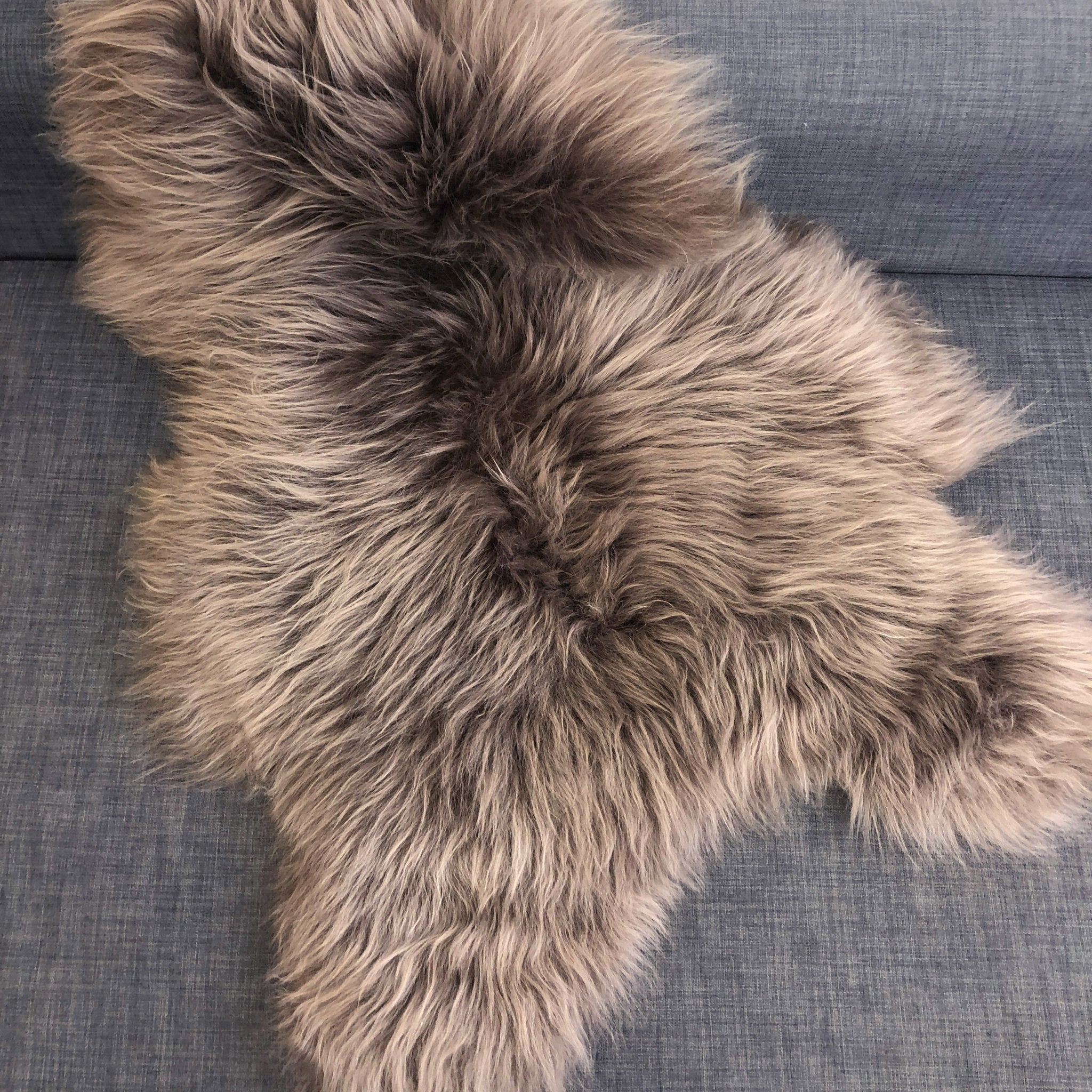 Icelandic Sheepskin Rug Taupe Long Fur | Fleece | Medium - Wildash London