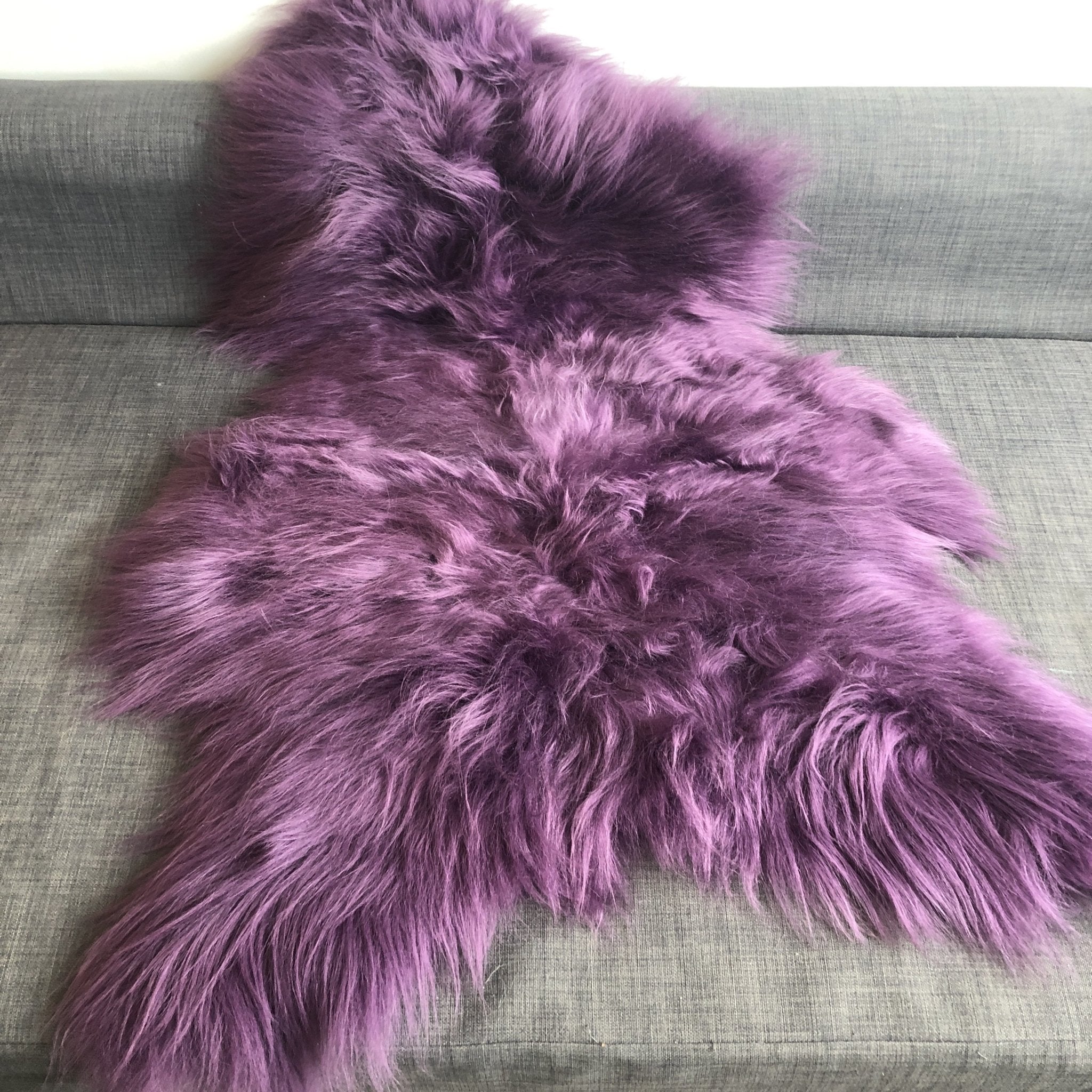 Swedish Sheepskin Rug African Violet Purple Long Fur Throw - Wildash London
