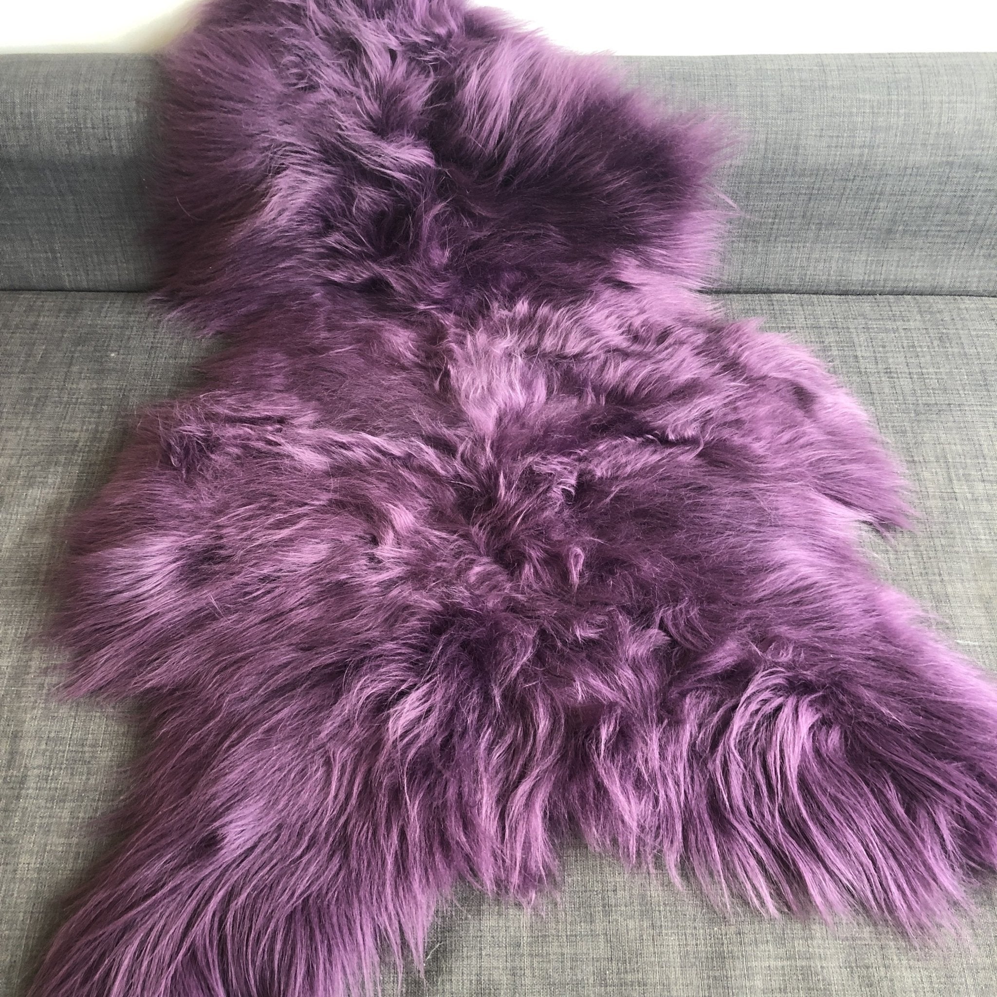 Swedish Sheepskin Rug African Violet Purple Long Fur Throw - Wildash London