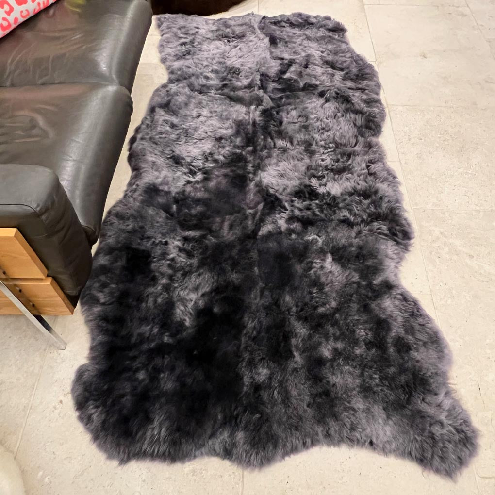Icelandic Sheepskin Shorn Fur Rug Graphite Grey 100% Six Skin - Wildash London