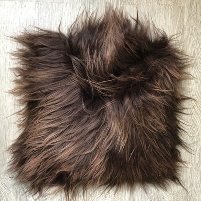 Icelandic Sheepskin Square Seat Cover 37cm Chestnut Brown - Wildash London