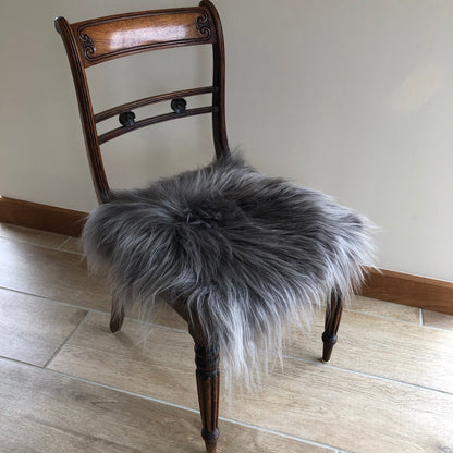 Icelandic Sheepskin Square Seat Cover 37cm Cool Grey - Wildash London