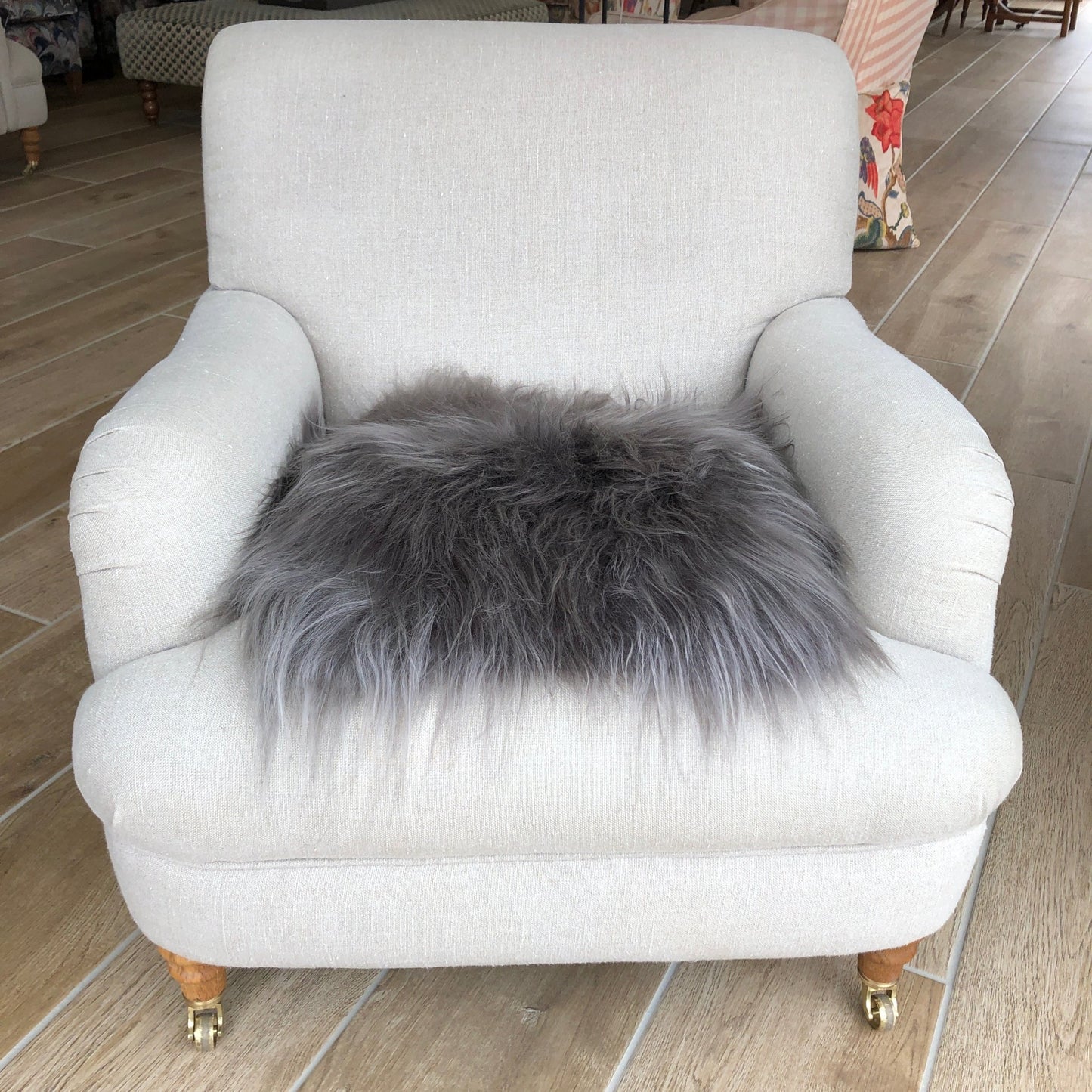 Icelandic Sheepskin Square Seat Cover 37cm Cool Grey - Wildash London