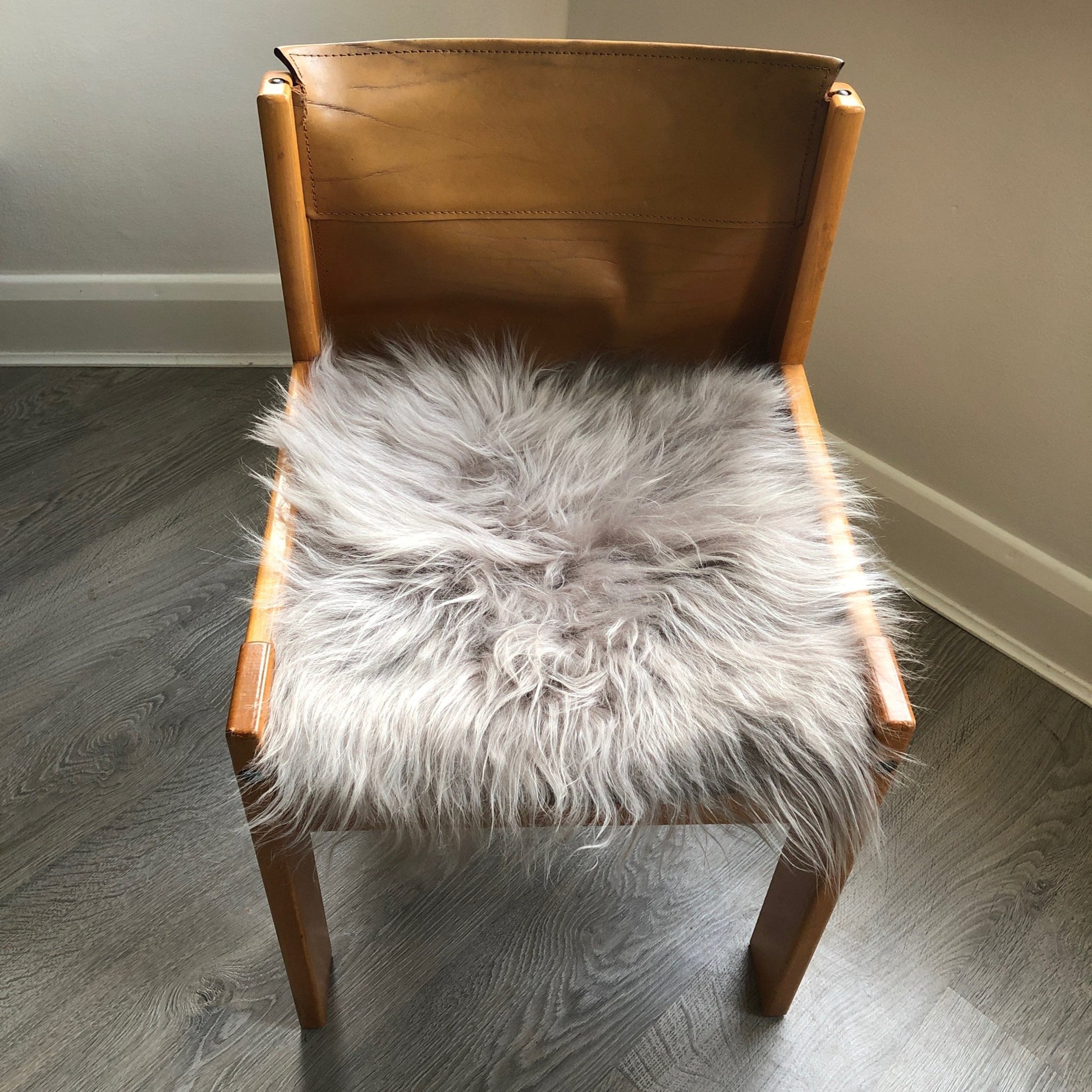 Icelandic Sheepskin Square Seat Cover 37cm Dove Grey - Wildash London