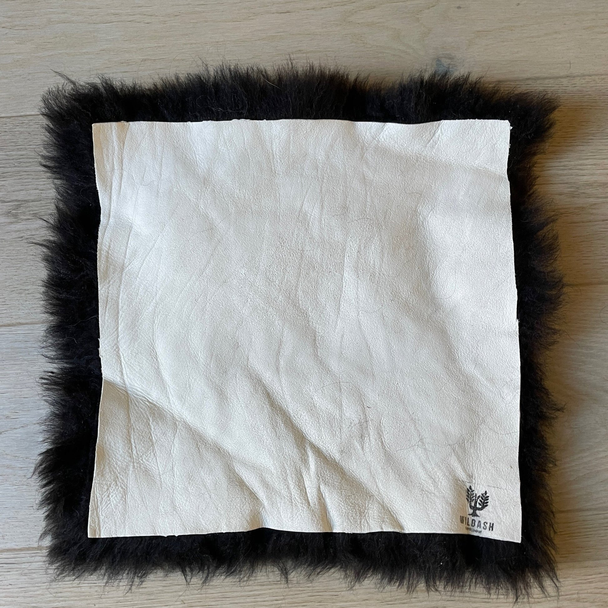 Icelandic Sheepskin Square Seat Cover 37cm Natural Black Shorn - Wildash London