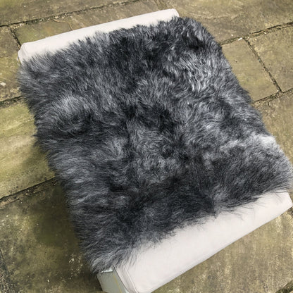 Icelandic Sheepskin Square Seat Cover 37cm Natural Grey Shorn - Wildash London